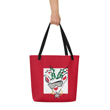 Load image into Gallery viewer, Red Run Deer MC All-Over Print Large Tote Bag
