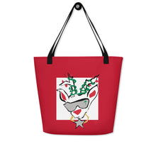 Load image into Gallery viewer, Red Run Deer MC All-Over Print Large Tote Bag
