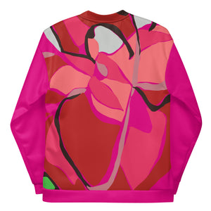 Pink Poinsettia Unisex Bomber Jacket