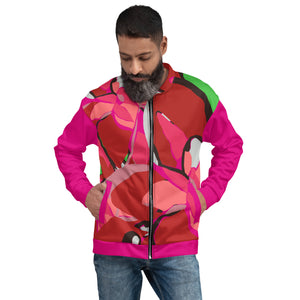 Pink Poinsettia Unisex Bomber Jacket