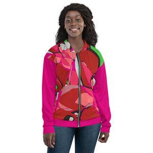 Pink Poinsettia Unisex Bomber Jacket