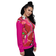 Load image into Gallery viewer, Pink Poinsettia Unisex Bomber Jacket
