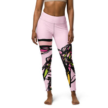 Load image into Gallery viewer, Graffiti Flower Pink Yoga Leggings
