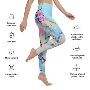 Paint Party Blue Yoga Leggings