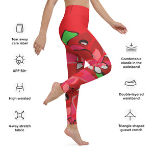 Poinsettia Red Yoga Leggings