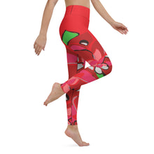 Load image into Gallery viewer, Poinsettia Red Yoga Leggings
