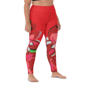 Poinsettia Red Yoga Leggings