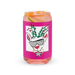 Pink Run Deer MC Can-shaped glass - SOLD INDIVIDUALLY