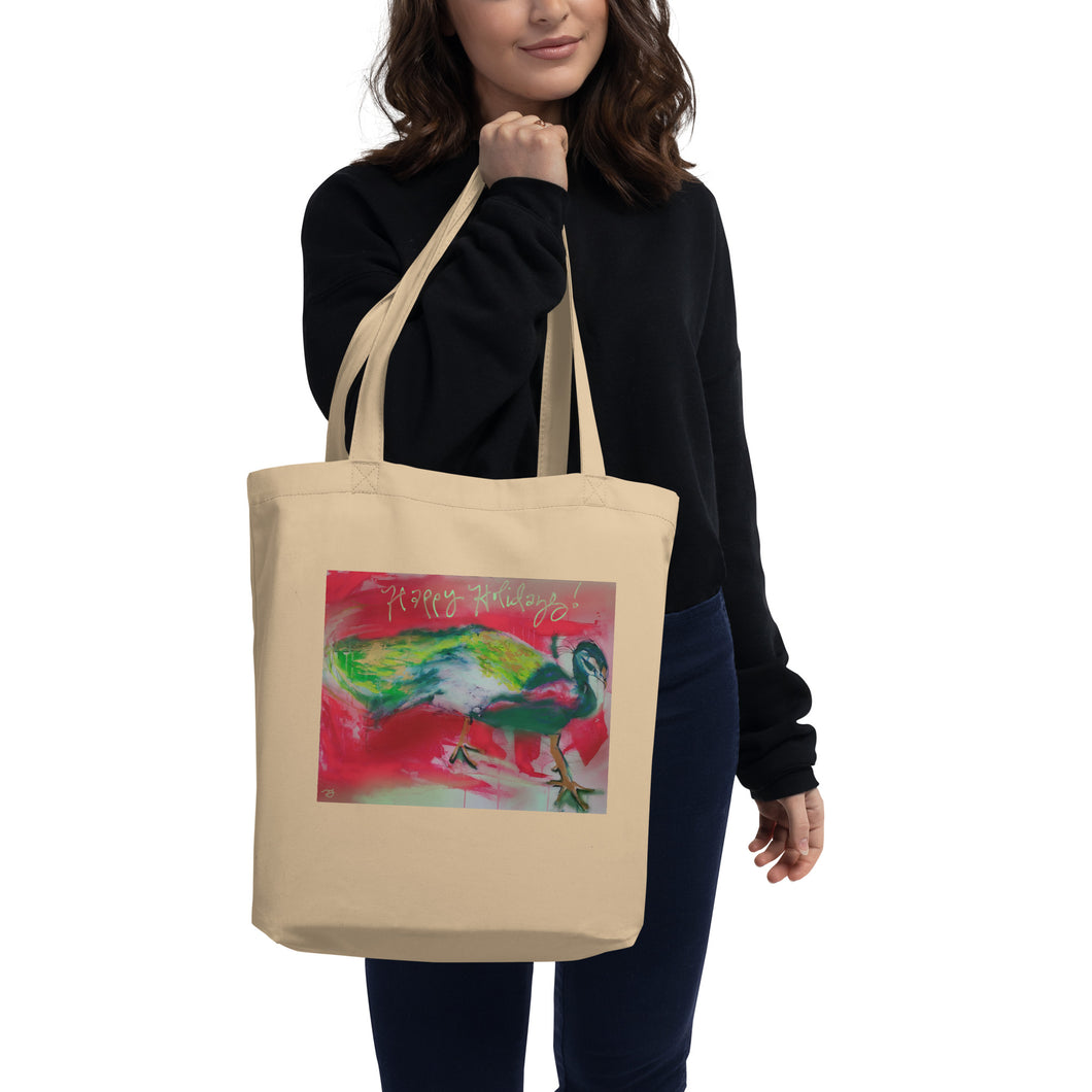 Happy Holidays Peacock Eco Tote Bag