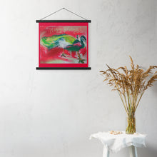 Load image into Gallery viewer, Happy Holidays Peacock Poster with hangers
