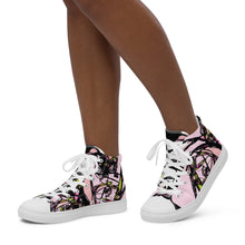 Load image into Gallery viewer, Graffiti Flower White Women’s high top canvas shoes
