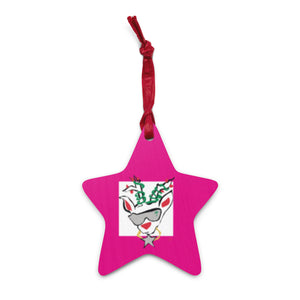 Pink Run Deer MC Wooden ornaments