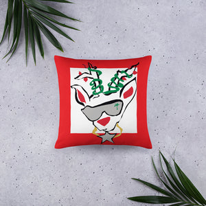 Red Holiday Deer Basic Pillow